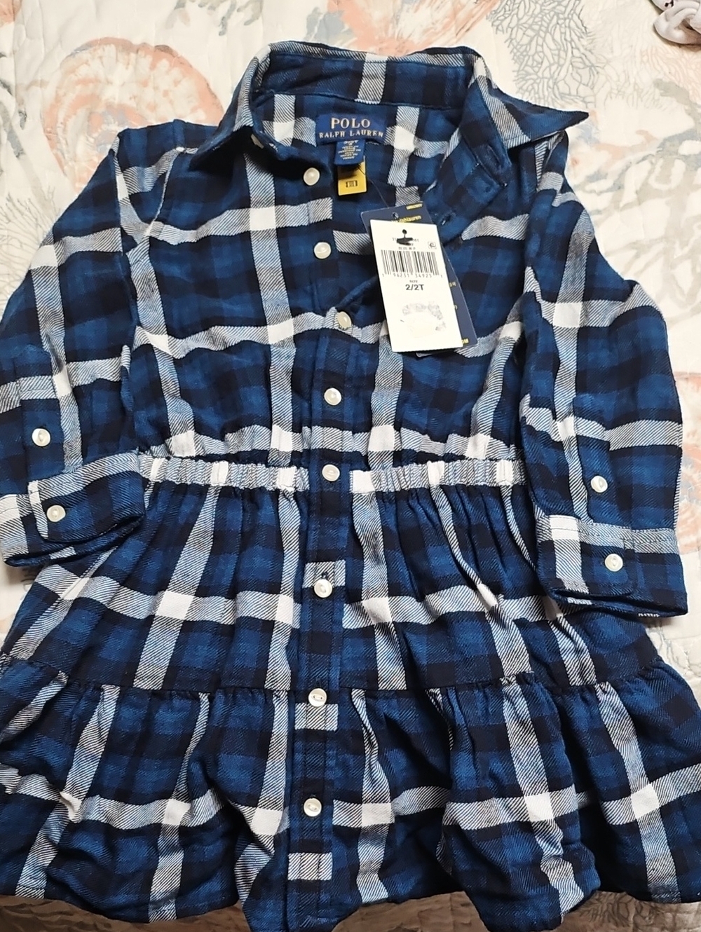 Polo by Ralph Lauren Girls' Blue Plaid Button-Front Dress